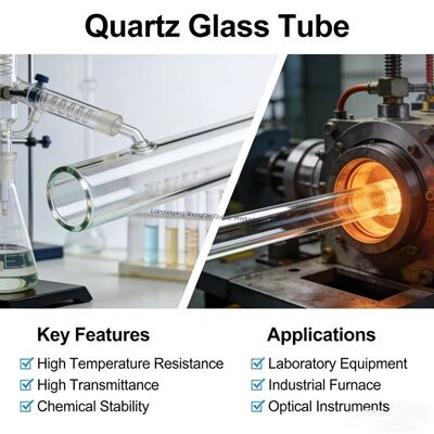 品質  High Purity SIO2>99.99% Quartz Glass Tube with Good Electrical Insulation and High Temperature Resistance 1100℃ 工場