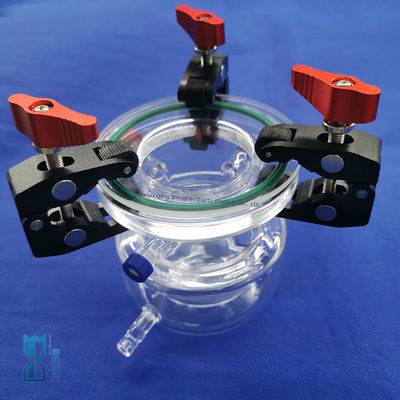 科学実験室用ガラス用品のためのカスタマイズされた耐腐食性高透明性双層クォーツ反応器