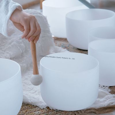 7チャクラバランスクォーツ製シンギングボウル、12音階、高温耐性、瞑想用