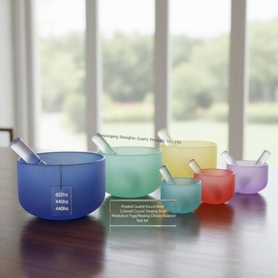 7チャクラバランスクォーツ製シンギングボウル、12音階、高温耐性、瞑想用